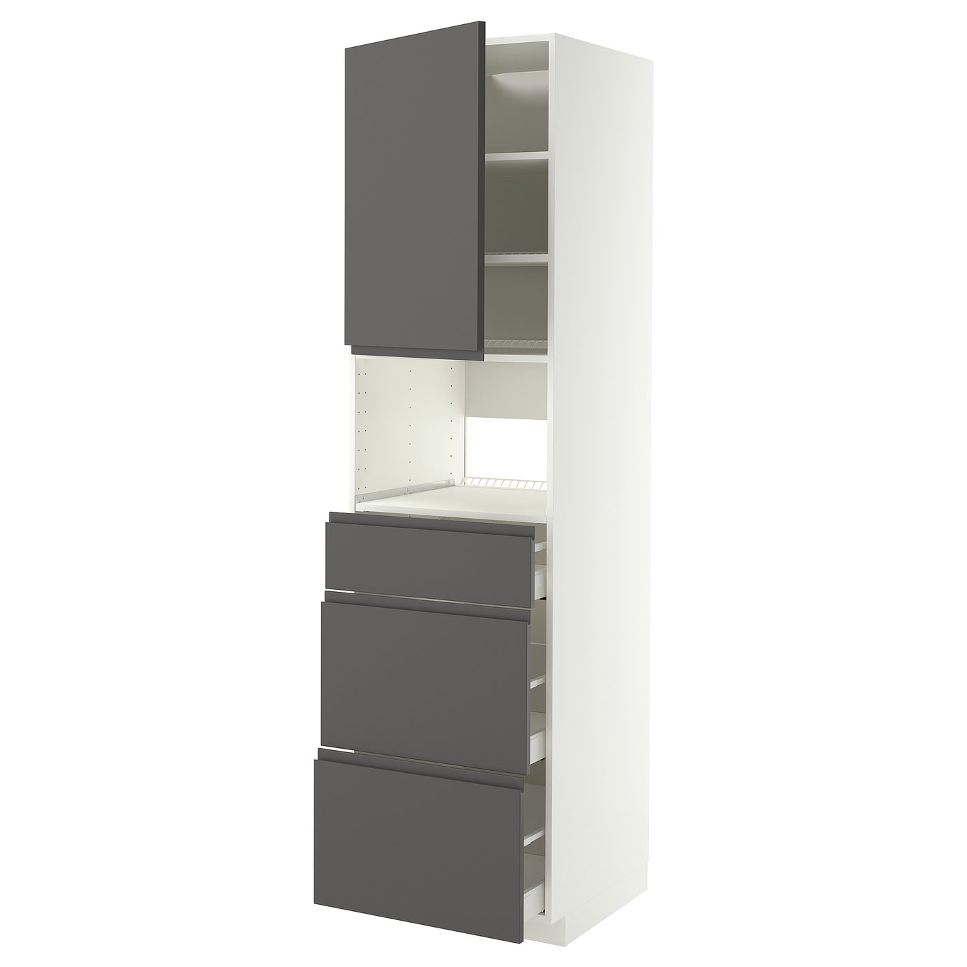 METOD / MAXIMERA high cabinet f built-in appliances, white/Voxtorp dark grey, 60x60x220 cm
