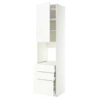 METOD / MAXIMERA high cab f oven w door/3 drawers, white/Aspudden matt white, 60x60x240 cm