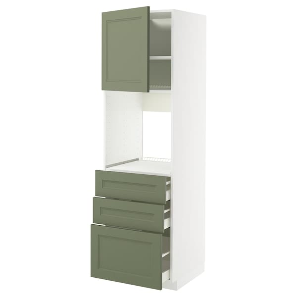 Ikea METOD / MAXIMERA - High oven cabinet/anta/3 drawers, white/Axstad gray-green,60x60x200 cm