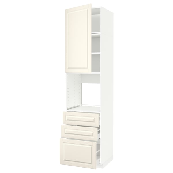 METOD / MAXIMERA high cab f oven w door/3 drawers, white/Bodbyn off-white, 60x60x240 cm