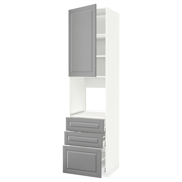 METOD / MAXIMERA - High cab f oven w door/3 drawers, white/Bodbyn grey ,