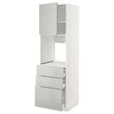 METOD / MAXIMERA high cab f oven w door/3 drawers, white/Havstorp light grey, 60x60x200 cm