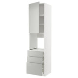 METOD / MAXIMERA high cab f oven w door/3 drawers, white/Havstorp light grey, 60x60x240 cm