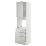 METOD / MAXIMERA high cab f oven w door/3 drawers, white/Havstorp light grey, 60x60x220 cm