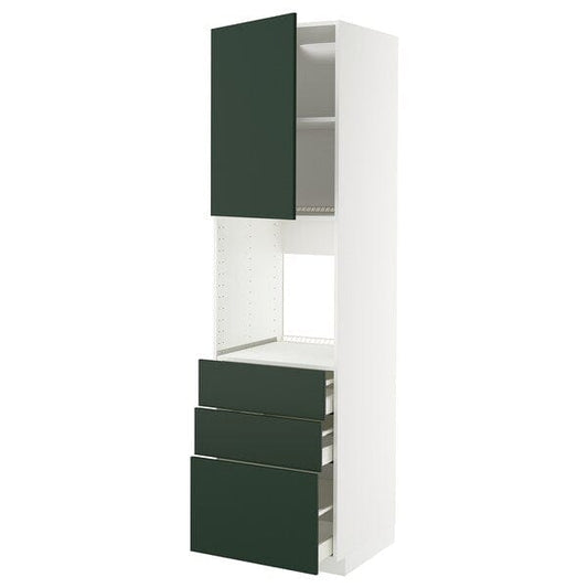 Ikea METOD / MAXIMERA - High cab f oven w door/3 drawers, white/Havstorp deep green, 60x60x220 cm