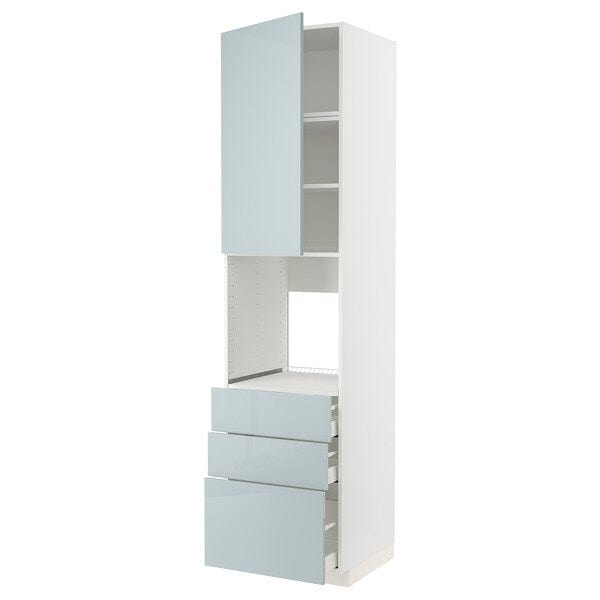 Ikea METOD / MAXIMERA - High cab f oven w door/3 drawers, white/Kallarp light grey-blue, 60x60x240 cm