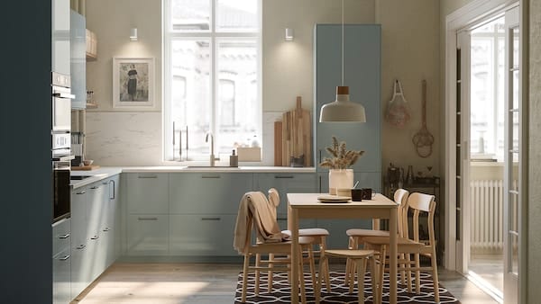 Ikea METOD / MAXIMERA - High cab f oven w door/3 drawers, white/Kallarp light grey-blue, 60x60x240 cm
