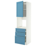 METOD / MAXIMERA high cab f oven w door/3 drawers, white/Lerhyttan blue, 60x60x220 cm
