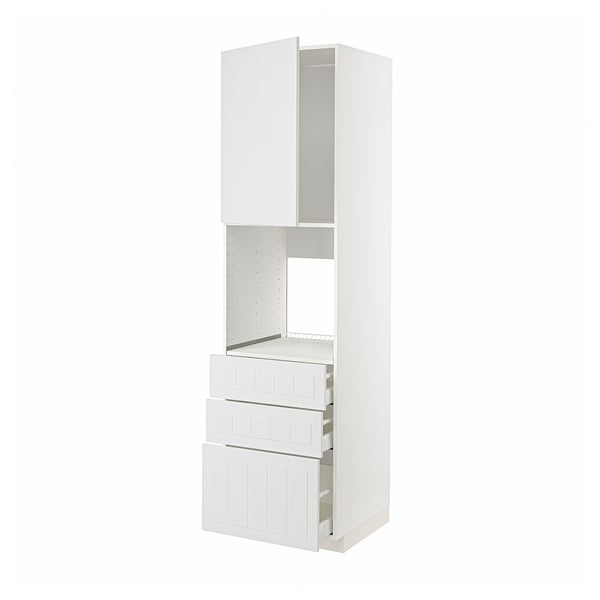 METOD / MAXIMERA high cab f oven w door/3 drawers, white/Stensund white, 60x60x220 cm