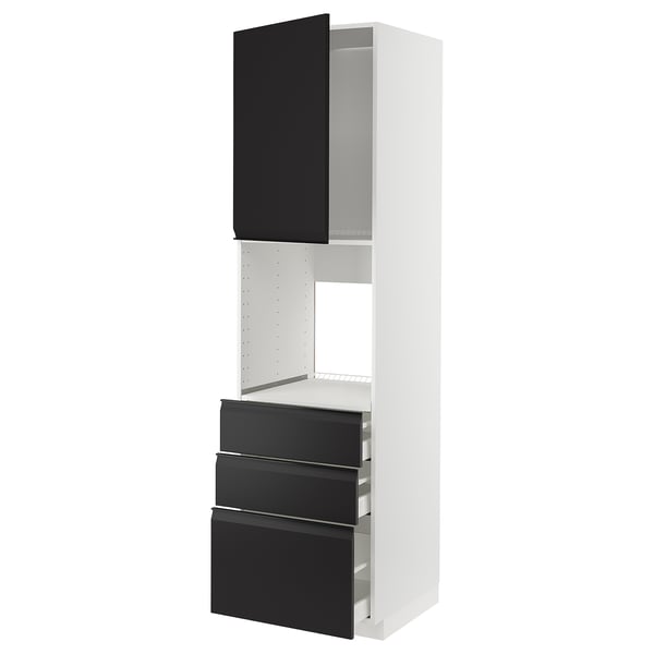 METOD / MAXIMERA - High cab f oven w door/3 drawers, white/Upplöv matt anthracite ,