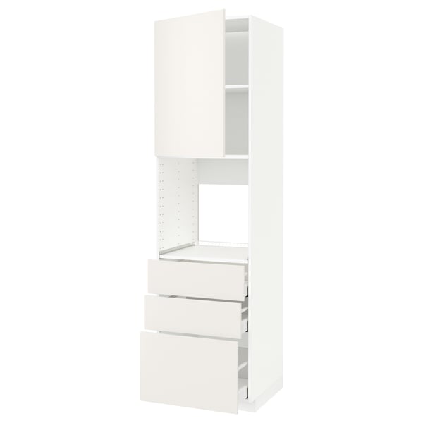 METOD / MAXIMERA high cab f oven w door/3 drawers, white/Veddinge white, 60x60x220 cm
