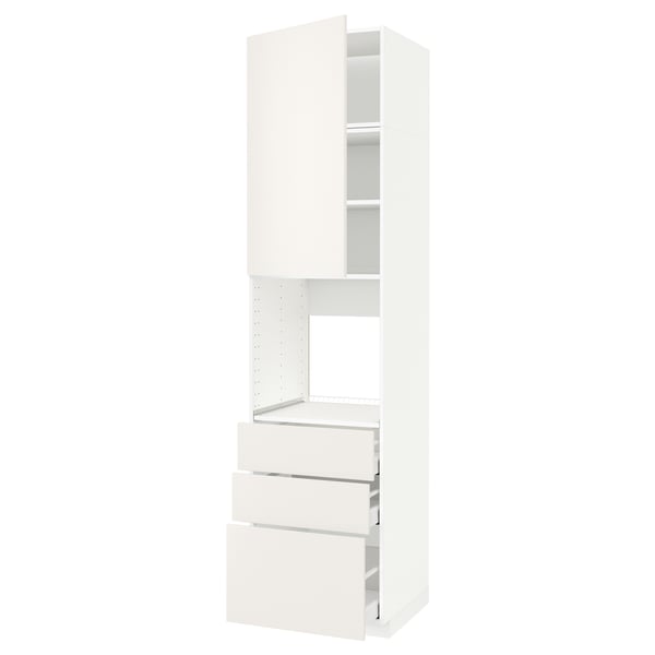 METOD / MAXIMERA high cab f oven w door/3 drawers, white/Veddinge white, 60x60x240 cm