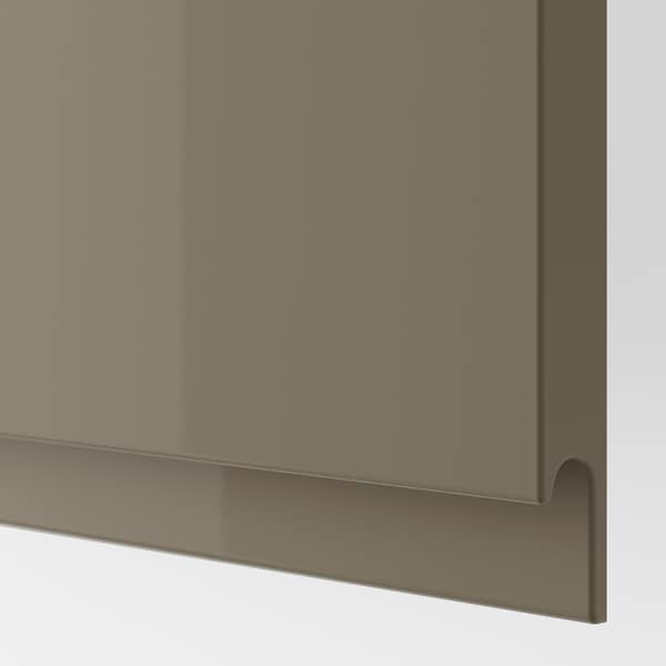 METOD / MAXIMERA - High cab f oven w door/3 drawers, white/Voxtorp high-gloss dark grey-brown, 60x60x220 cm