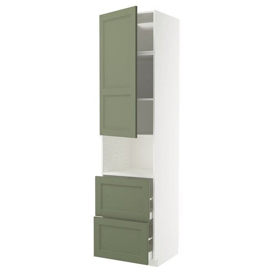 Ikea METOD / MAXIMERA - Mobile alto micro/anta/2cassetti, bianco/Axstad grigio-verde,60x60x240 cm