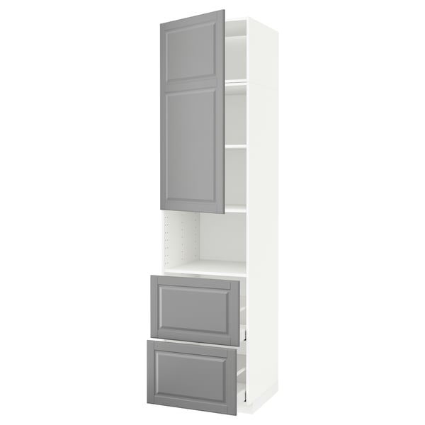 METOD / MAXIMERA - METOD / MAXIMERA Hi cab f micro w door/2 drawers, white/Bodbyn grey, 60x60x240 cm