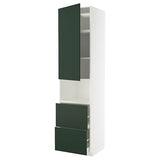 METOD / MAXIMERA hi cab f micro w door/2 drawers, white/Havstorp deep green, 60x60x240 cm