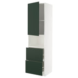 METOD / MAXIMERA hi cab f micro w door/2 drawers, white/Havstorp deep green, 60x60x220 cm