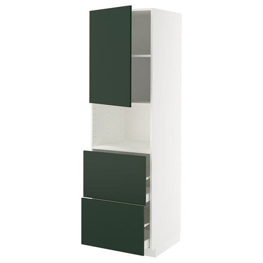 Ikea METOD / MAXIMERA - Hi cab f micro w door/2 drawers, white/Havstorp deep green, 60x60x200 cm