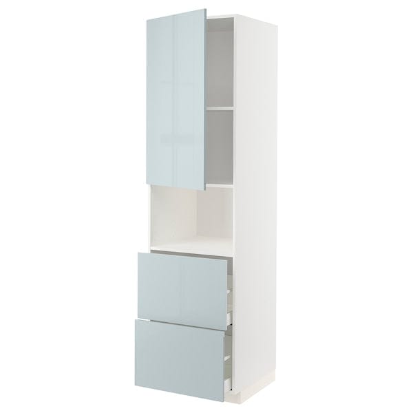 Ikea METOD / MAXIMERA - Hi cab f micro w door/2 drawers, white/Kallarp light grey-blue ,