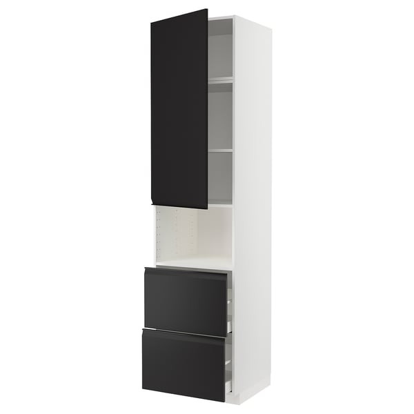 METOD / MAXIMERA hi cab f micro w door/2 drawers, white/Upplöv matt anthracite, 60x60x240 cm