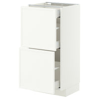 METOD / MAXIMERA base cab with 2 fronts/3 drawers, white/Aspudden matt white, 40x37 cm