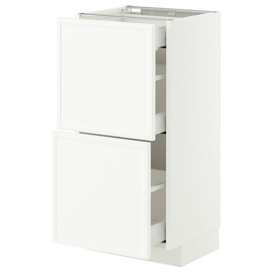 METOD / MAXIMERA base cab with 2 fronts/3 drawers, white/Aspudden matt white, 40x37 cm