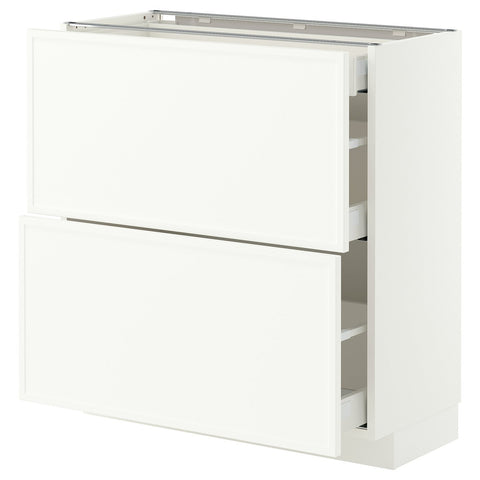 METOD / MAXIMERA base cab with 2 fronts/3 drawers, white/Aspudden matt white, 80x37 cm