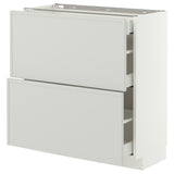 METOD / MAXIMERA base cab with 2 fronts/3 drawers, white/Aspudden light grey, 80x37 cm