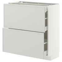 METOD / MAXIMERA base cab with 2 fronts/3 drawers, white/Aspudden light grey, 80x37 cm