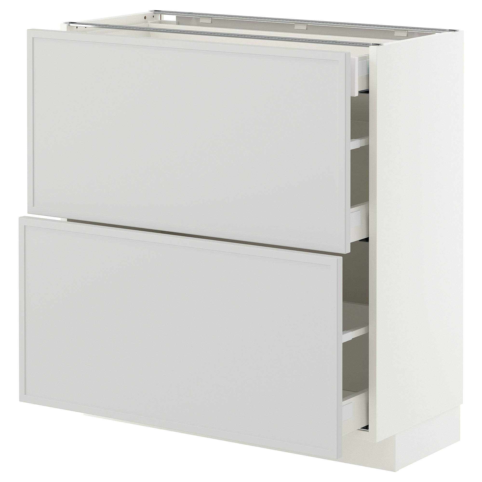 METOD / MAXIMERA base cab with 2 fronts/3 drawers, white/Aspudden light grey, 80x37 cm