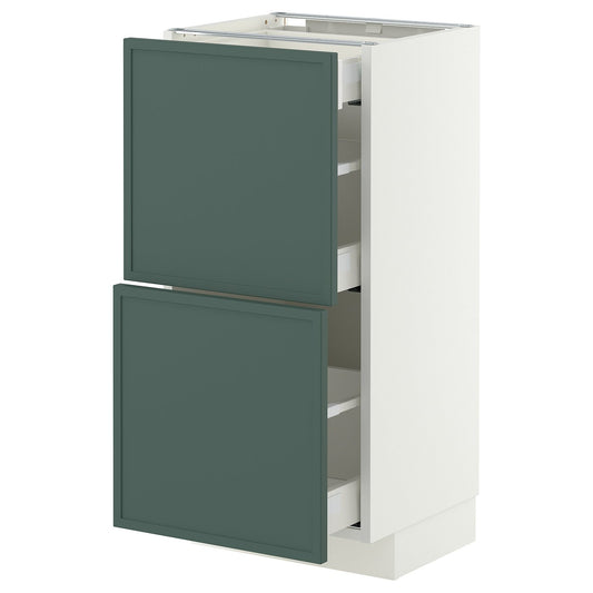 METOD / MAXIMERA base cab with 2 fronts/3 drawers, white/Aspudden dark grey-green, 40x37 cm