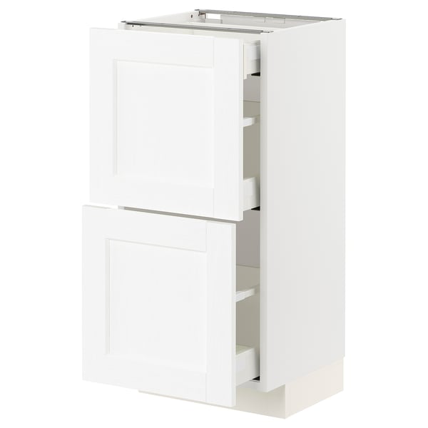 METOD / MAXIMERA - METOD / MAXIMERA Base cab with 2 fronts/3 drawers, white Enköping/white wood effect, 40x37 cm