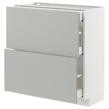 METOD / MAXIMERA base cab with 2 fronts/3 drawers, white/Havstorp light grey, 80x37 cm