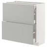 METOD / MAXIMERA base cab with 2 fronts/3 drawers, white/Havstorp light grey, 80x37 cm