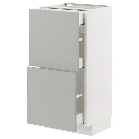 Ikea METOD / MAXIMERA - Base cab with 2 fronts/3 drawers, white/Havstorp light grey, 40x37 cm