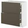 METOD / MAXIMERA base cab with 2 fronts/3 drawers, white/Havstorp brown-beige, 80x37 cm