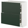 METOD / MAXIMERA base cab with 2 fronts/3 drawers, white/Havstorp deep green, 80x37 cm