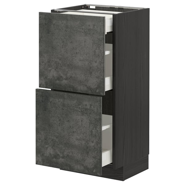 METOD / MAXIMERA - Base cabinet/2 fronts/3 drawers , 40x37 cm
