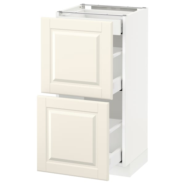METOD / MAXIMERA - METOD / MAXIMERA Base cab with 2 fronts/3 drawers, white/Bodbyn off-white, 40x37 cm