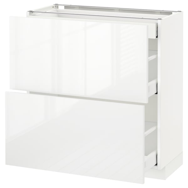 METOD / MAXIMERA - METOD / MAXIMERA Base cab with 2 fronts/3 drawers, white/Ringhult white, 80x37 cm