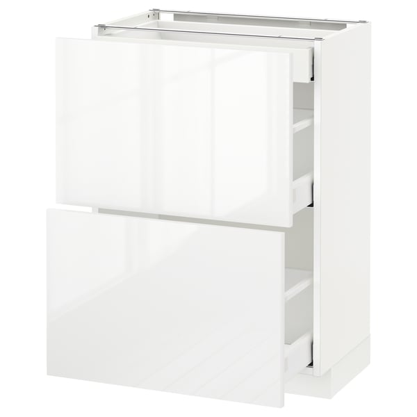 METOD / MAXIMERA - METOD / MAXIMERA Base cab with 2 fronts/3 drawers, white/Ringhult white, 60x37 cm
