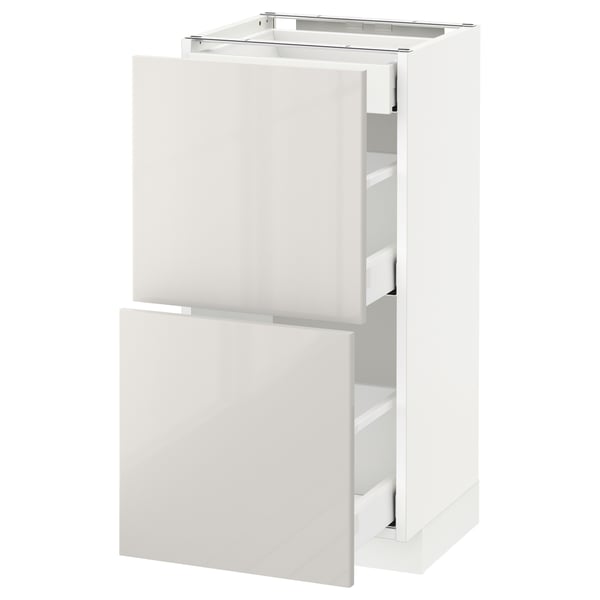 METOD / MAXIMERA - METOD / MAXIMERA Base cab with 2 fronts/3 drawers, white/Ringhult light grey, 40x37 cm
