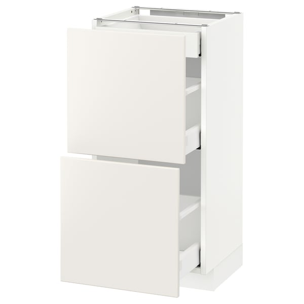 METOD / MAXIMERA base cab with 2 fronts/3 drawers, white/Veddinge white, 40x37 cm