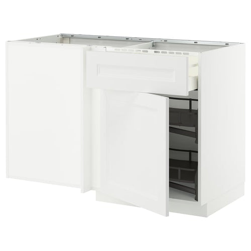 METOD / MAXIMERA - Base unit ang/cassette/elem estr, white/Axstad matt white, 128x68 cm - Width: 127.5 cmDepth: 67.5 cmHeight: 88.0 cmFrame height: 80.0 cm