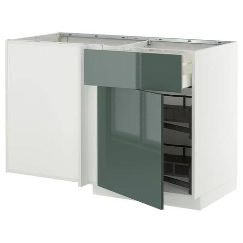 METOD / MAXIMERA - Base unit ang/cassette/elem estr, white/Kallarp glossy dark grey-green, 128x68 cm - Width: 127.5 cmDepth: 67.5 cmHeight: 88.0 cmFrame height: 80.0 cm