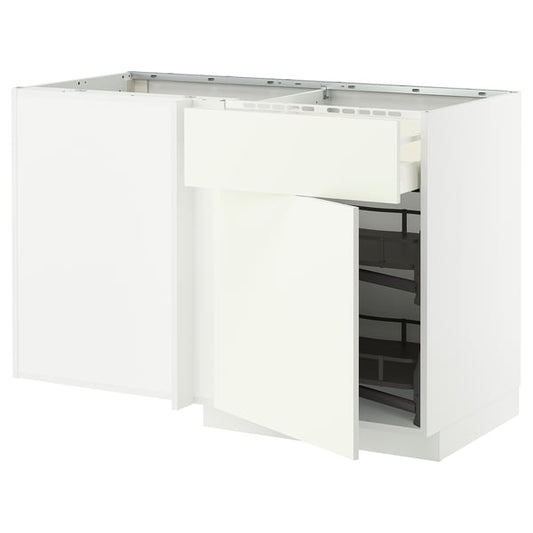METOD / MAXIMERA - Base unit ang/cassette/elem estr, white/Vallstena white, 128x68 cm - Width: 127.5 cmDepth: 67.5 cmHeight: 88.0 cmFrame height: 80.0 cm