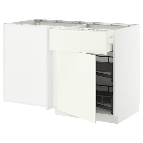METOD / MAXIMERA - Base unit ang/cassette/elem estr, white/Tistorp walnut brown effect, 128x68 cm - Width: 127.5 cmDepth: 67.5 cmHeight: 88.0 cmFrame height: 80.0 cm