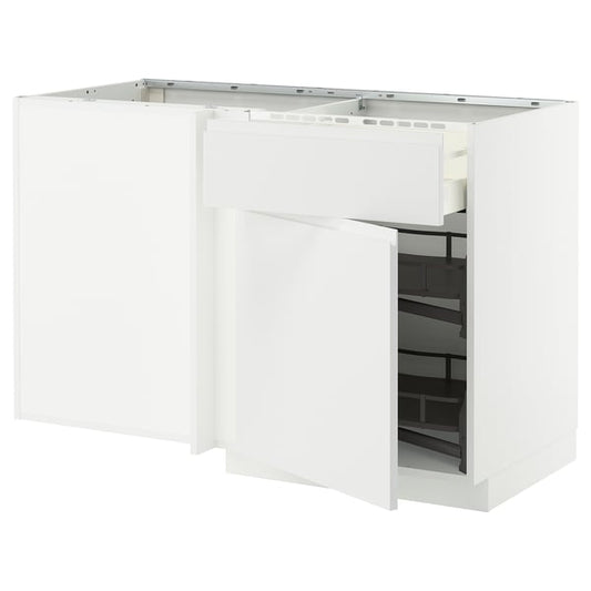 METOD / MAXIMERA - Base unit ang/cassette/elem estr, white/Voxtorp matt white, 128x68 cm - Width: 127.5 cmDepth: 67.5 cmHeight: 88.0 cmFrame height: 80.0 cm