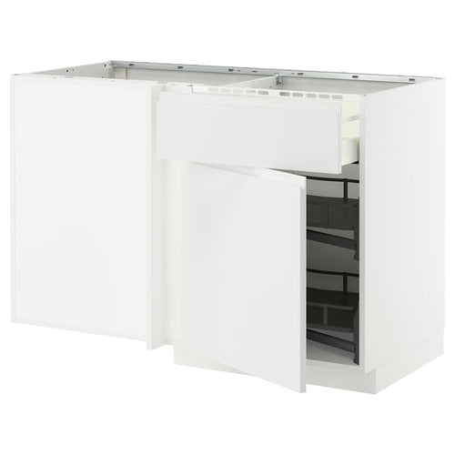 METOD / MAXIMERA - Base unit ang/cassette/elem estr, white/Voxtorp matt white, 128x68 cm - Width: 127.5 cmDepth: 67.5 cmHeight: 88.0 cmFrame height: 80.0 cm