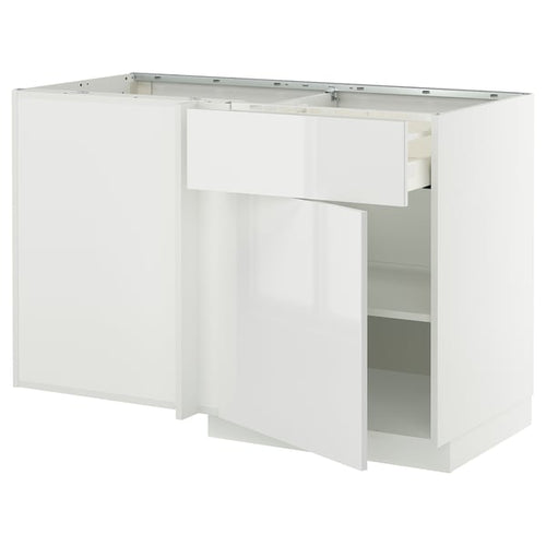 METOD / MAXIMERA - Base unit corner/drawer/top unit, white/Ringhult white, 128x68 cm - Width: 127.5 cmDepth: 67.5 cmHeight: 88.0 cmFrame height: 80.0 cm
